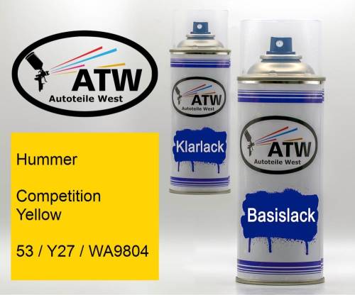 Hummer, Competition Yellow, 53 / Y27 / WA9804: 400ml Sprühdose + 400ml Klarlack - Set, von ATW Autoteile West.